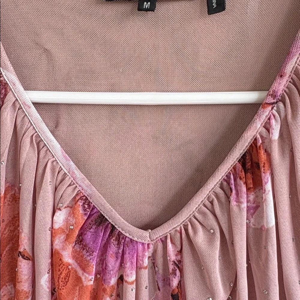 Like New Badgley Mischka Floral Rhinestone Studded Top Medium